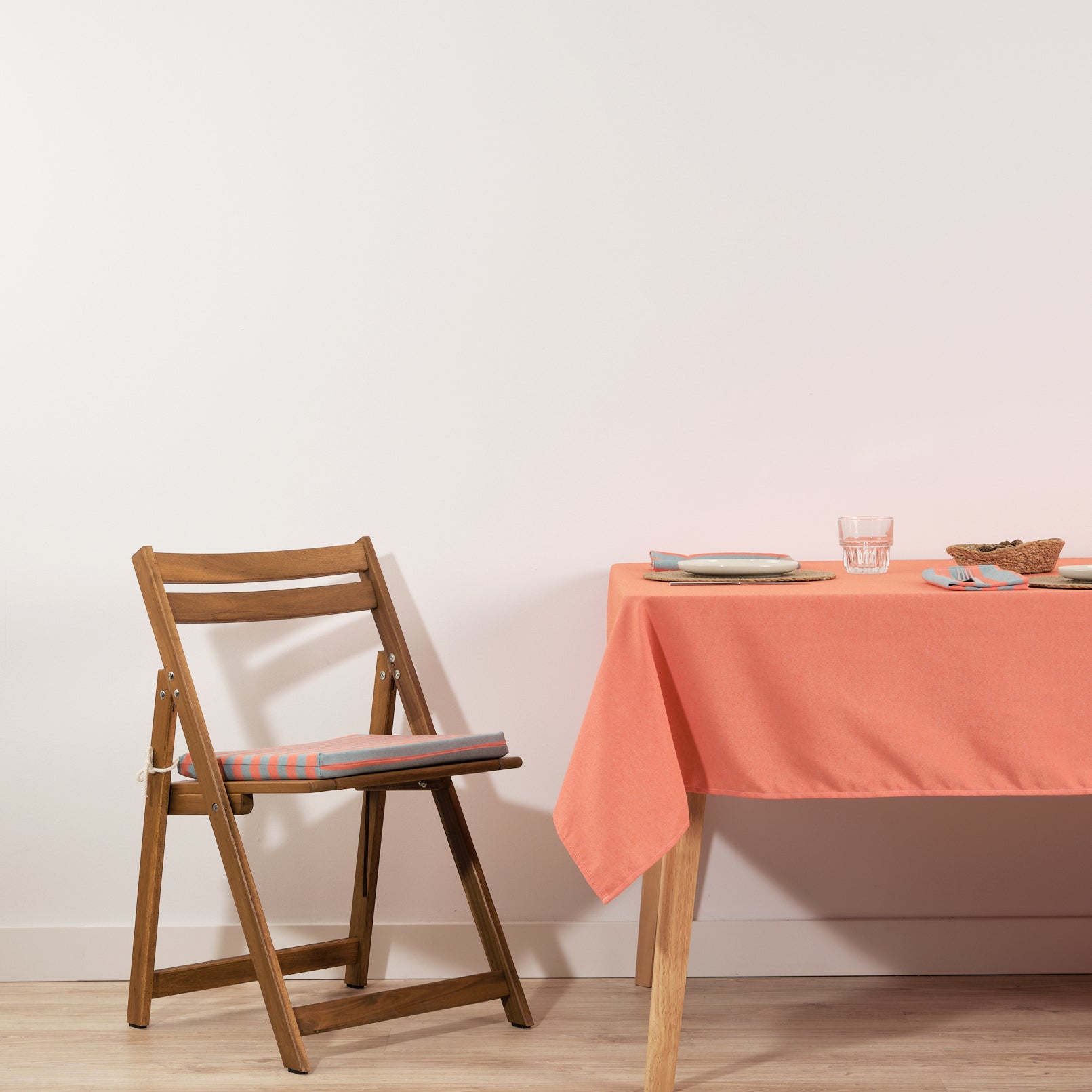 Maglia padded seat cushion Orange and Aqua stripe 40x40x5 cm