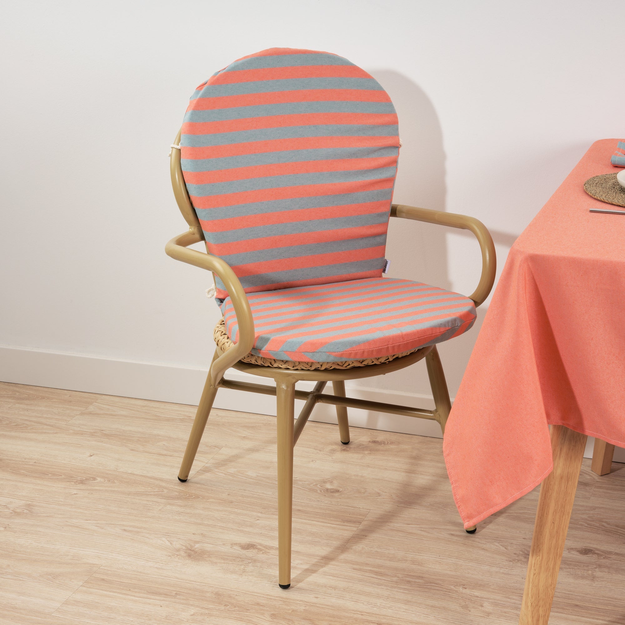 Maglia Orange and Aqua Stripe Outdoor Chair Cushion 48x90 cm