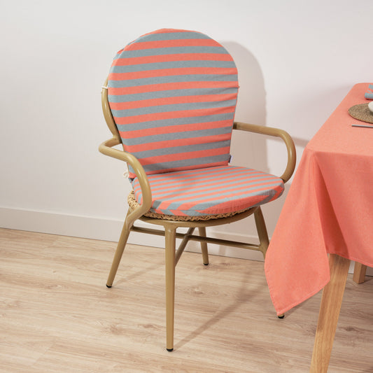 Cojín para silla de exterior Maglia Raya Naranja y Agua 48x90 cm
