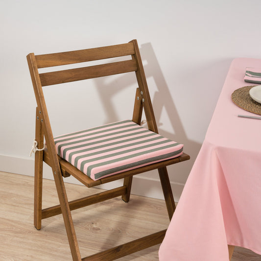 Cojín para asiento acolchado Maglia Raya Rosa y Musgo 40x40x5 cm