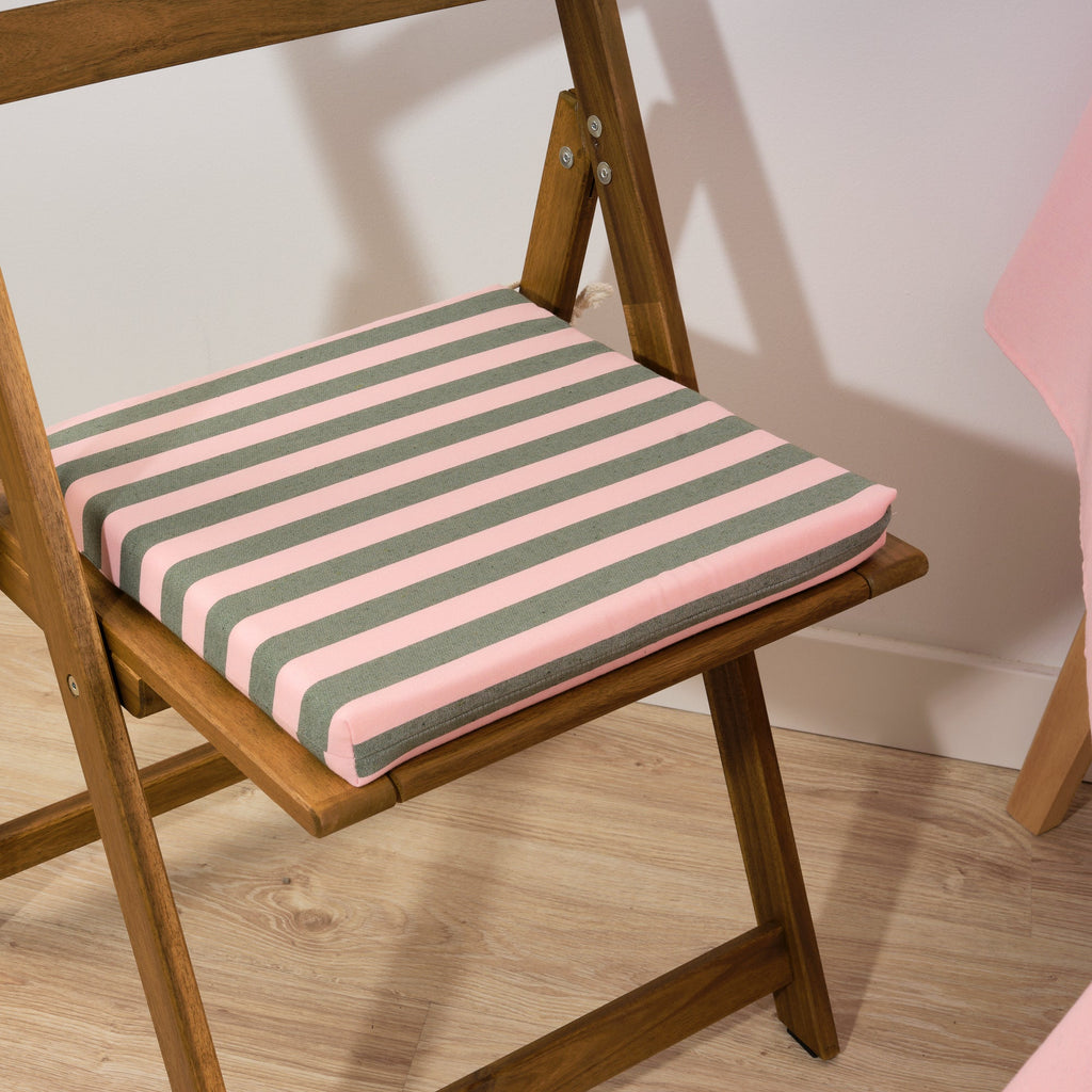 Maglia Pink and Moss Stripe Padded Seat Cushion 40x40x5 cm