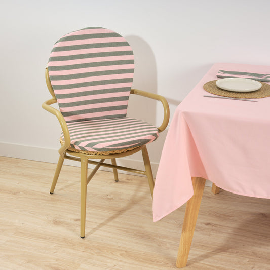 Cojín para silla de exterior Maglia Raya Rosa y Musgo 48x90 cm