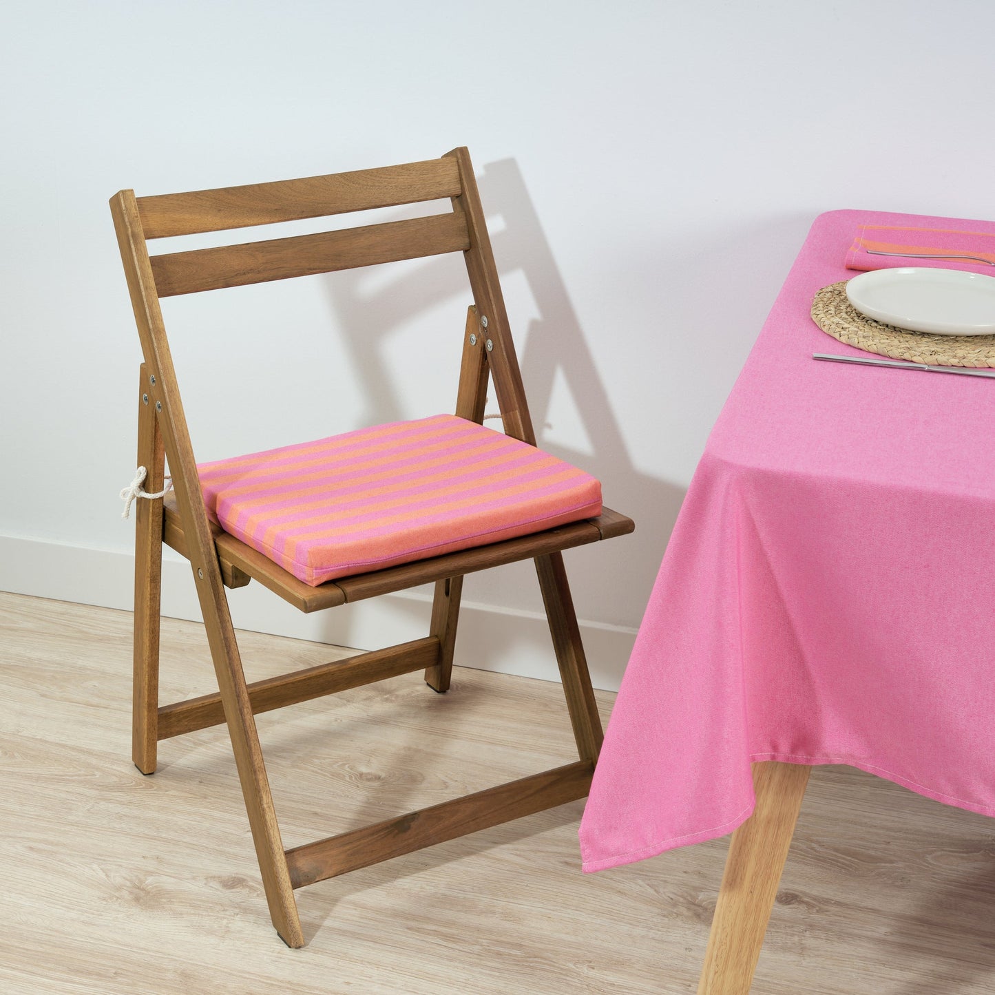 Cojín para asiento acolchado Maglia Raya Fucsia y Naranja 40x40x5 cm