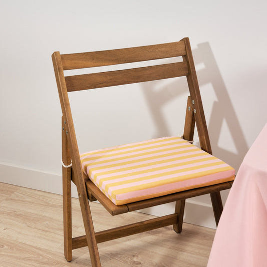 Cojín para asiento acolchado Maglia Raya Rosa y Yema 40x40x5 cm