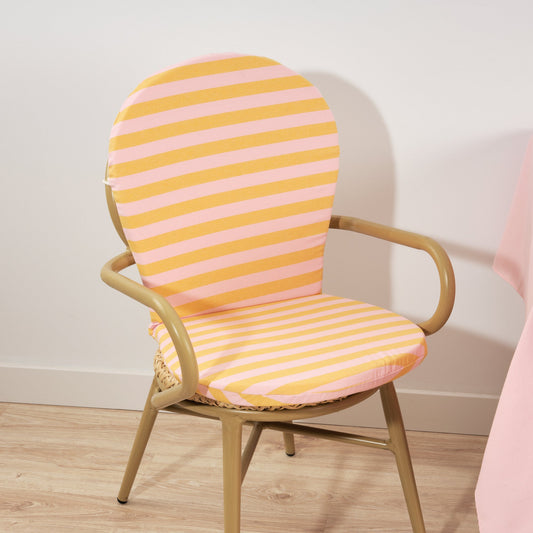 Cojín para silla de exterior Maglia Raya Rosa y Yema 48x90 cm