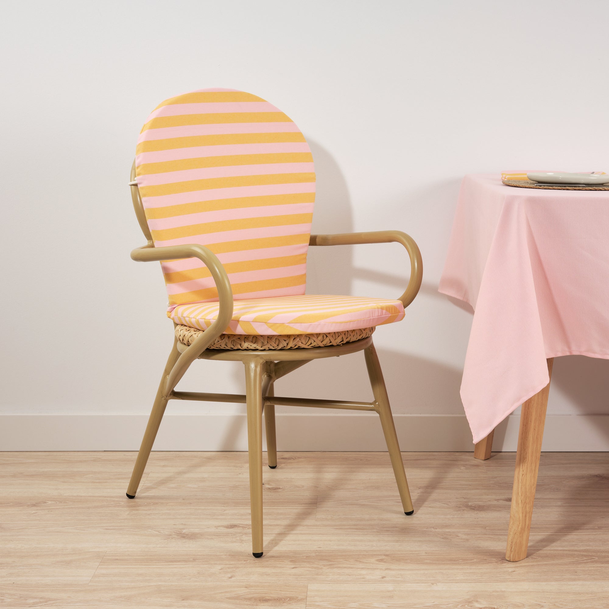 Maglia outdoor chair cushion pink stripe and yolk 48x90 cm