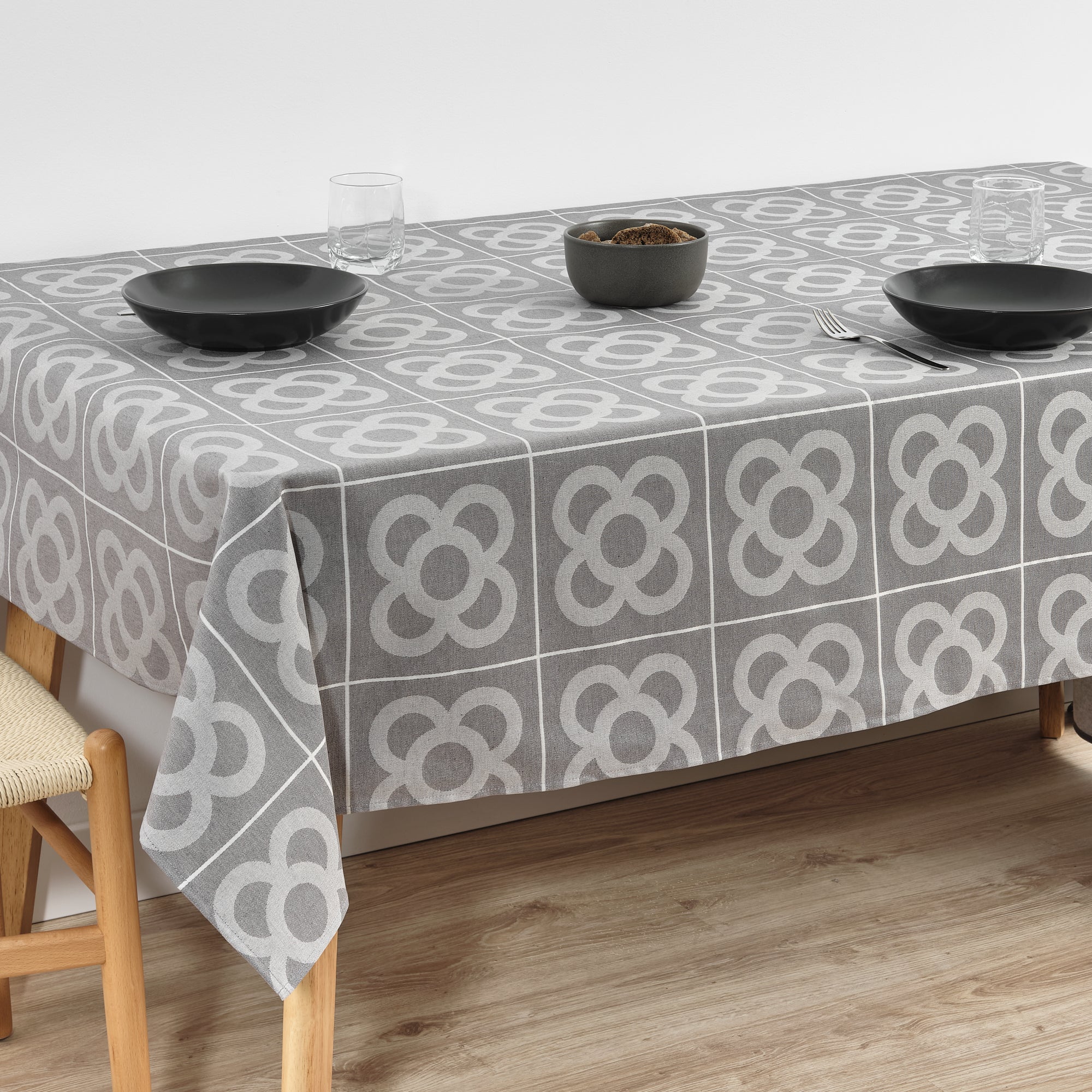 Nappe antitache jacquard Roure 3760B Gris Moyen