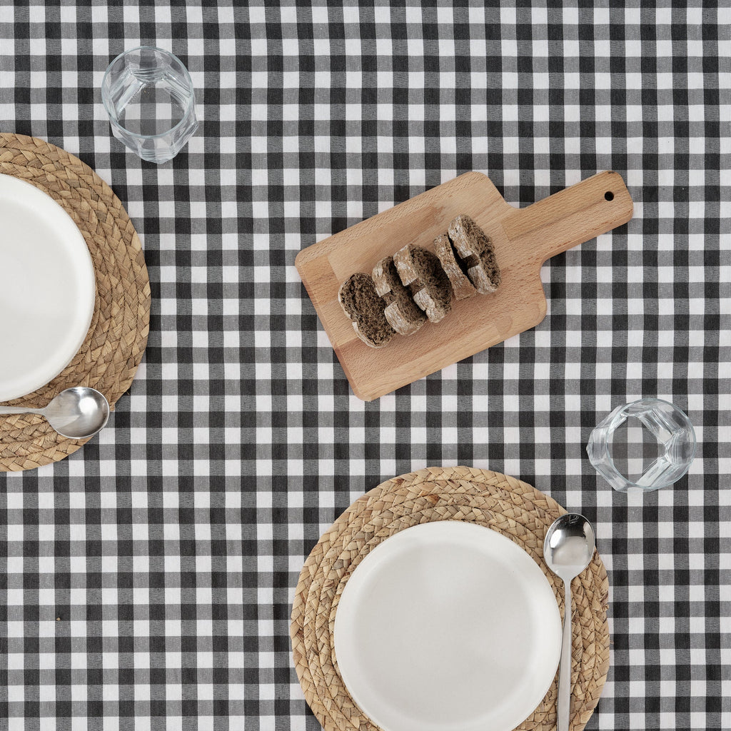 Nappe Vichy imperméable antitache toucher tissu Gris Foncé