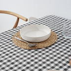 Nappe Vichy imperméable antitache toucher tissu Gris Foncé