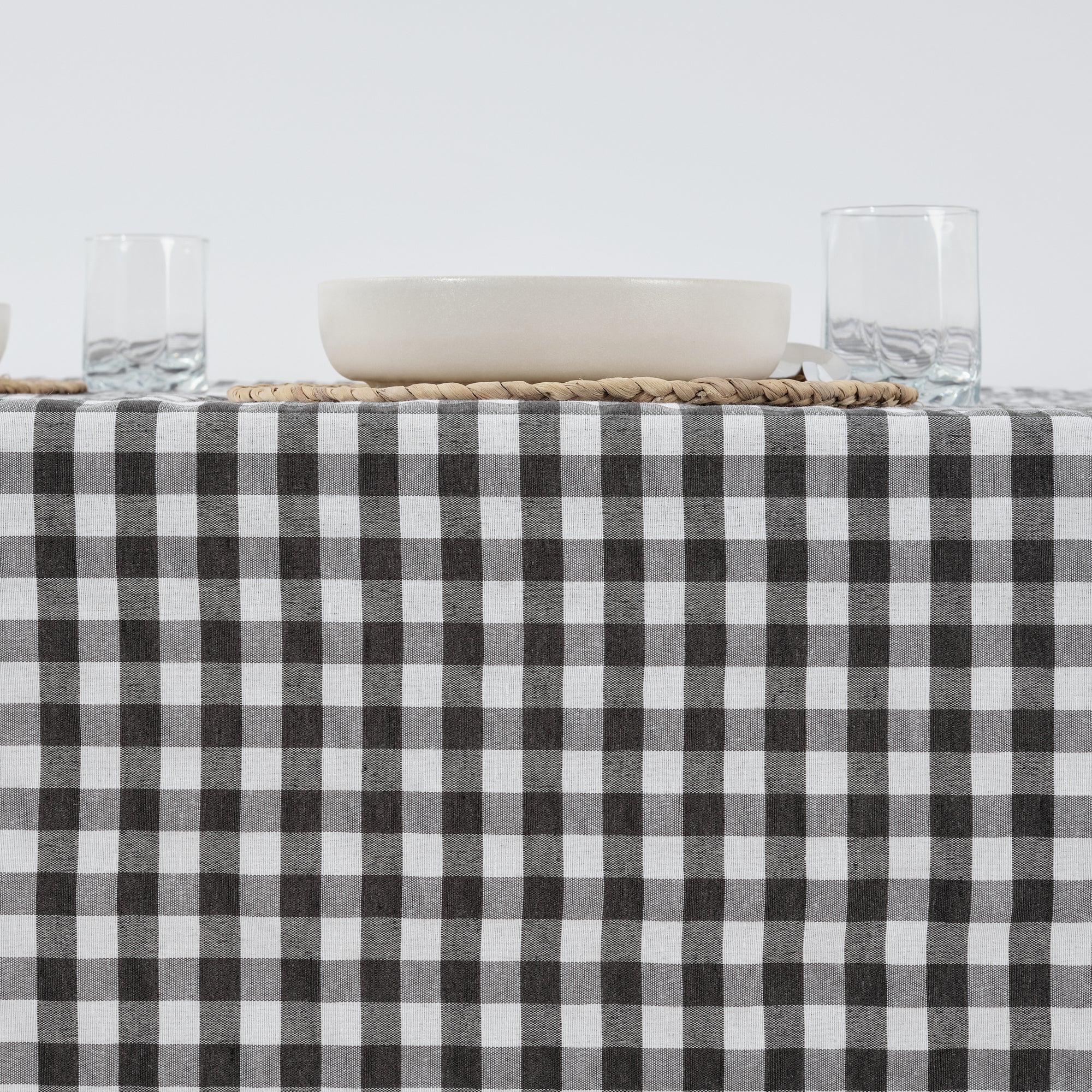 Nappe Vichy imperméable antitache toucher tissu Gris Foncé