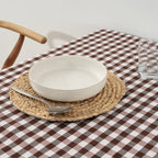 Nappe Vichy imperméable antitache Toucher tissu marron