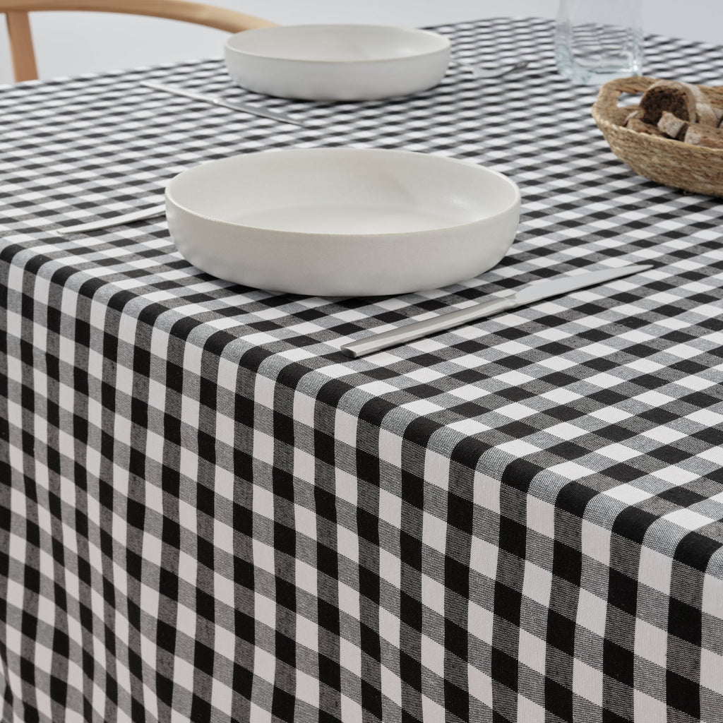 Nappe Vichy imperméable antitache Toucher tissu noir