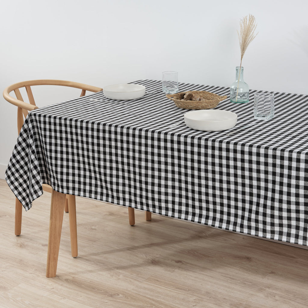 Nappe Vichy imperméable antitache Toucher tissu noir