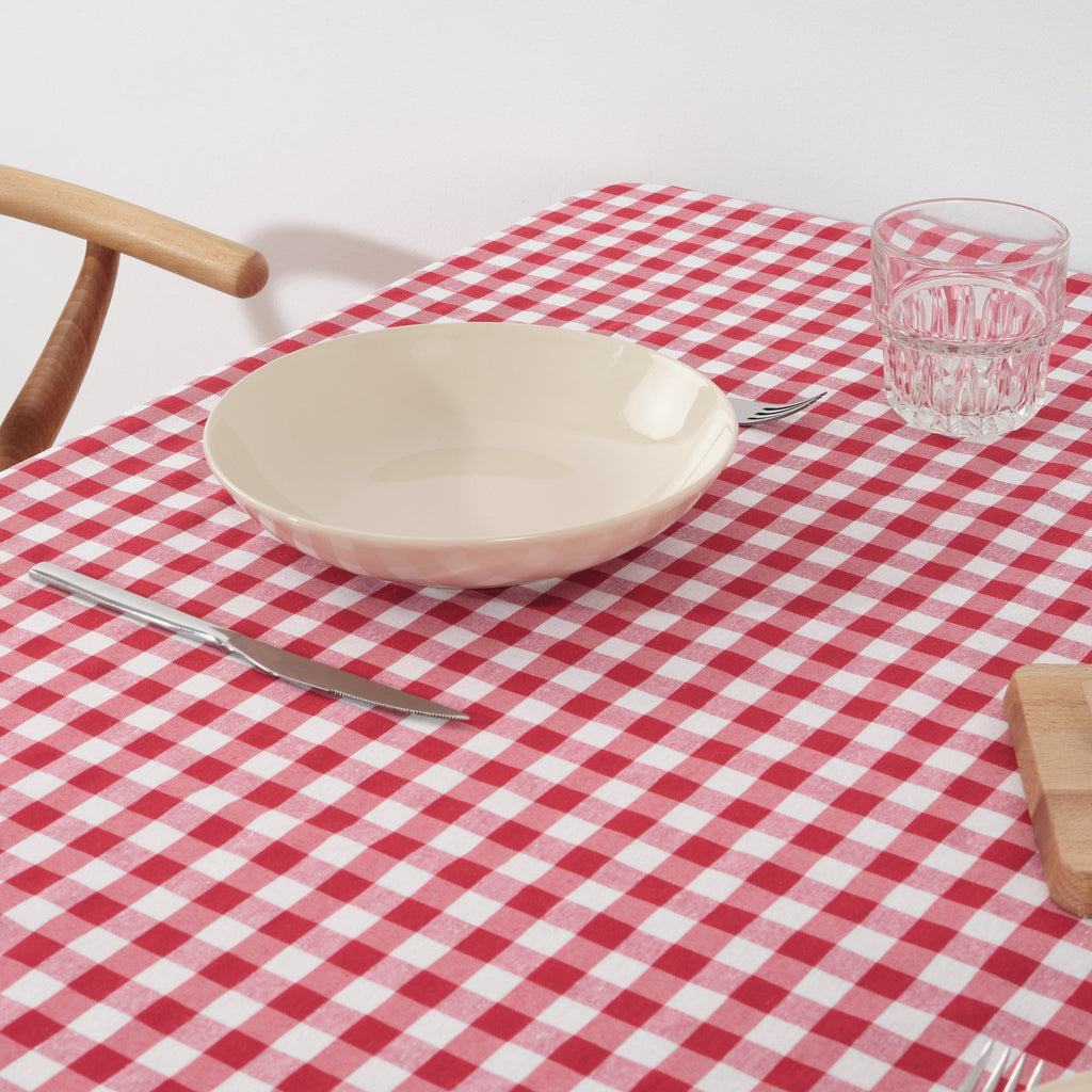 Nappe Vichy imperméable anti tache Toucher tissu rouge