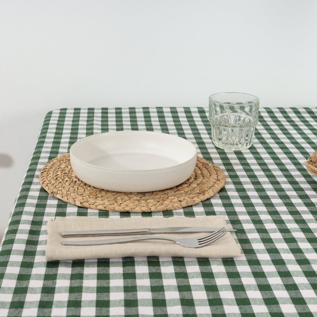 Nappe Vichy imperméable et antitache Toucher tissu vert