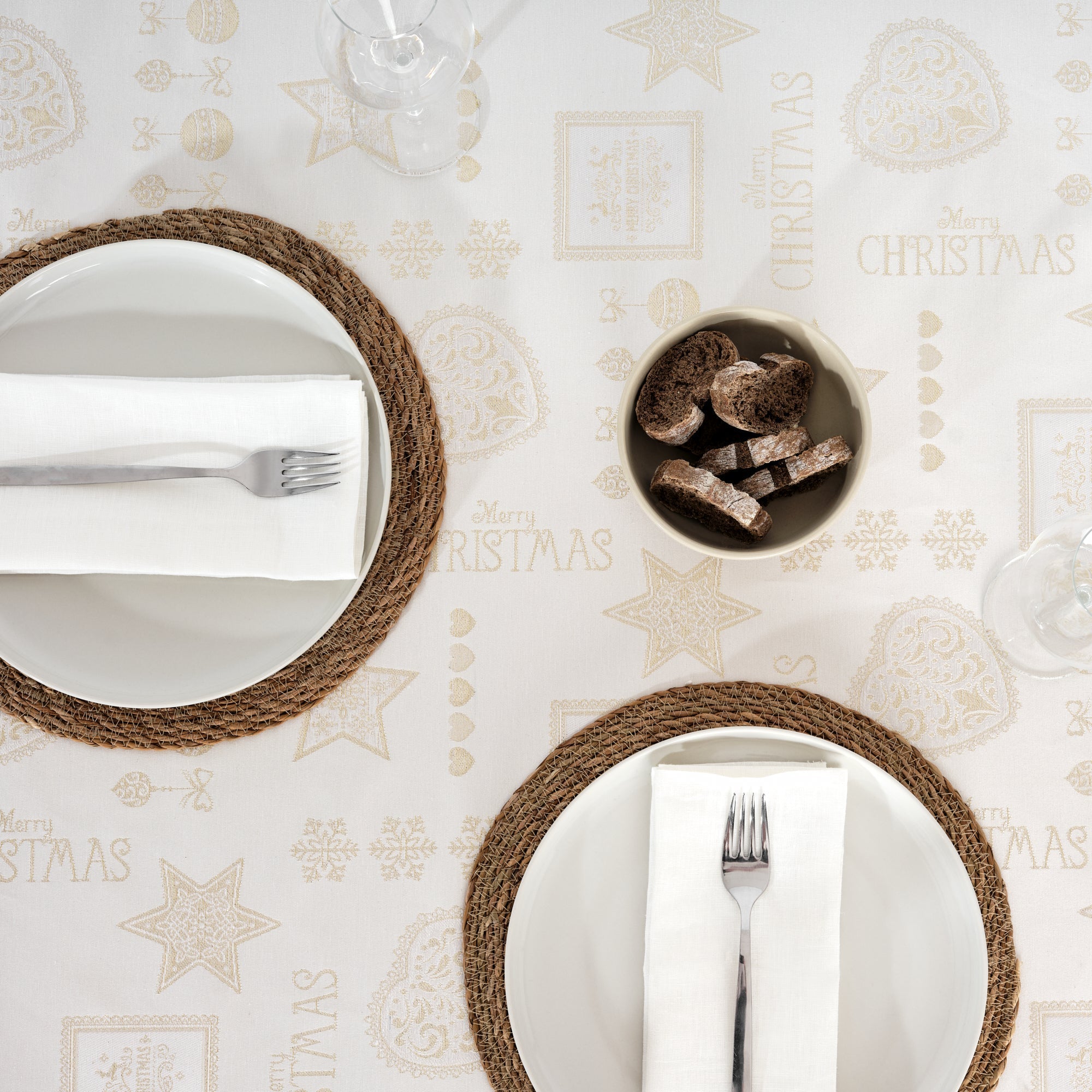 Jacquard fabric tablecloth golden thread PSC4732A