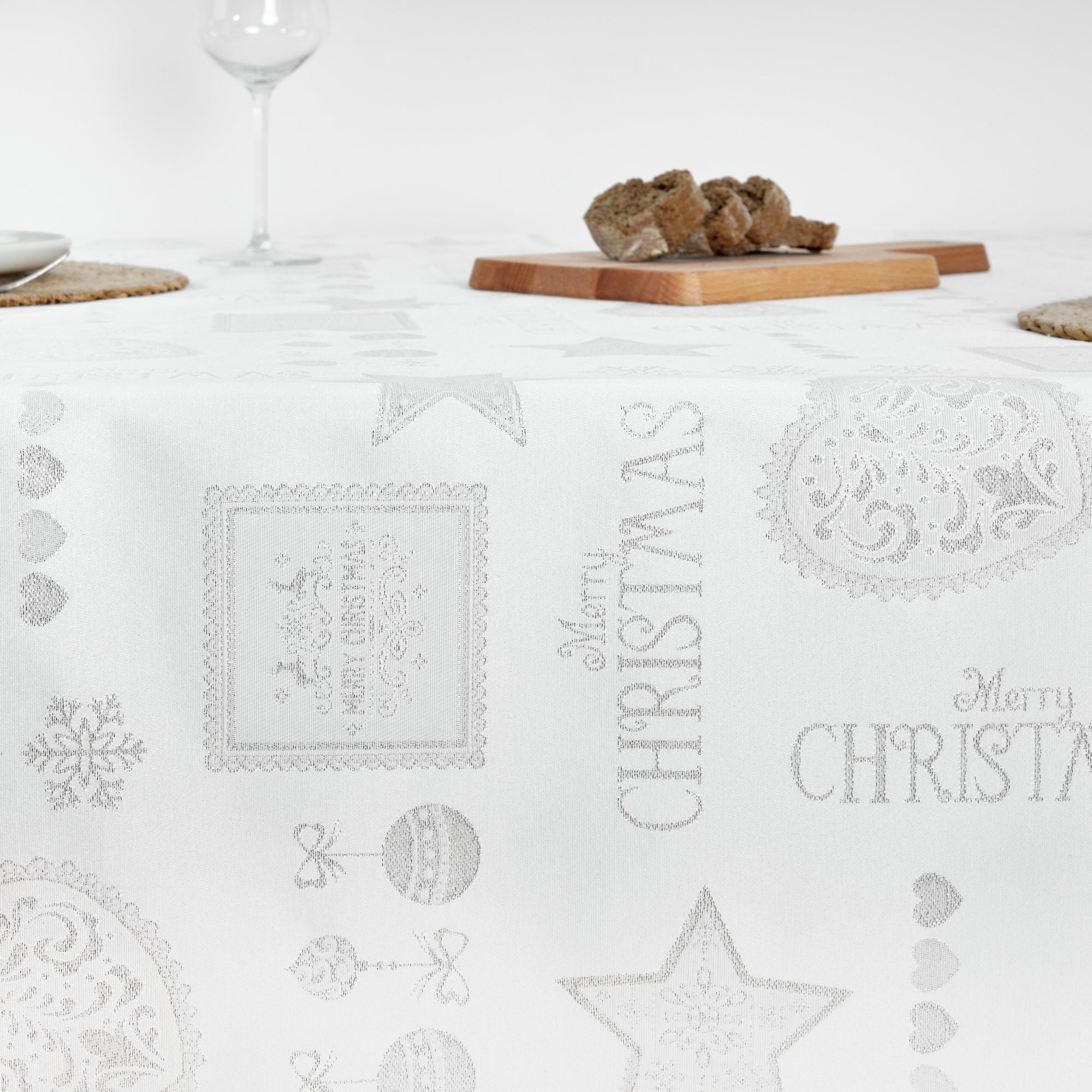 Silver thread jacquard fabric tablecloth PSC4732A