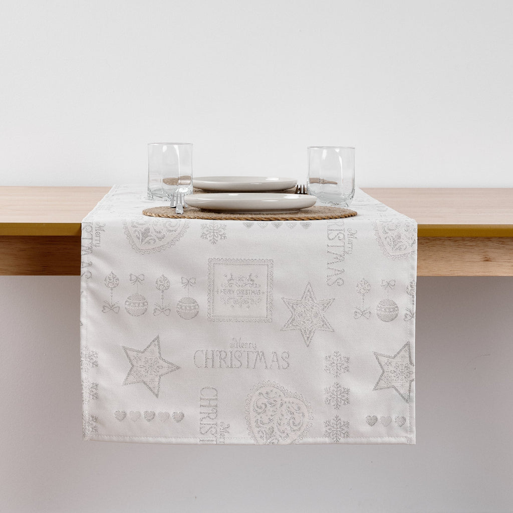 Chemin de table jacquard fil argent PSC4732A 45x140 cm
