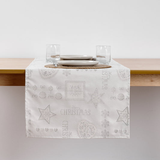 Chemin de table jacquard fil argent PSC4732A 45x140 cm