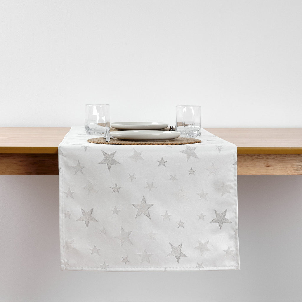 Chemin de table jacquard fil argent PSC4736A 45x140 cm