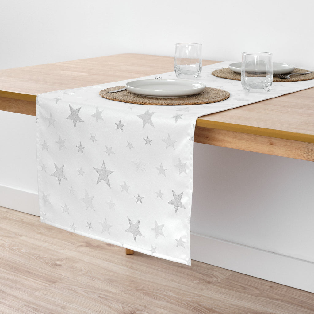 Chemin de table jacquard fil argent PSC4736A 45x140 cm