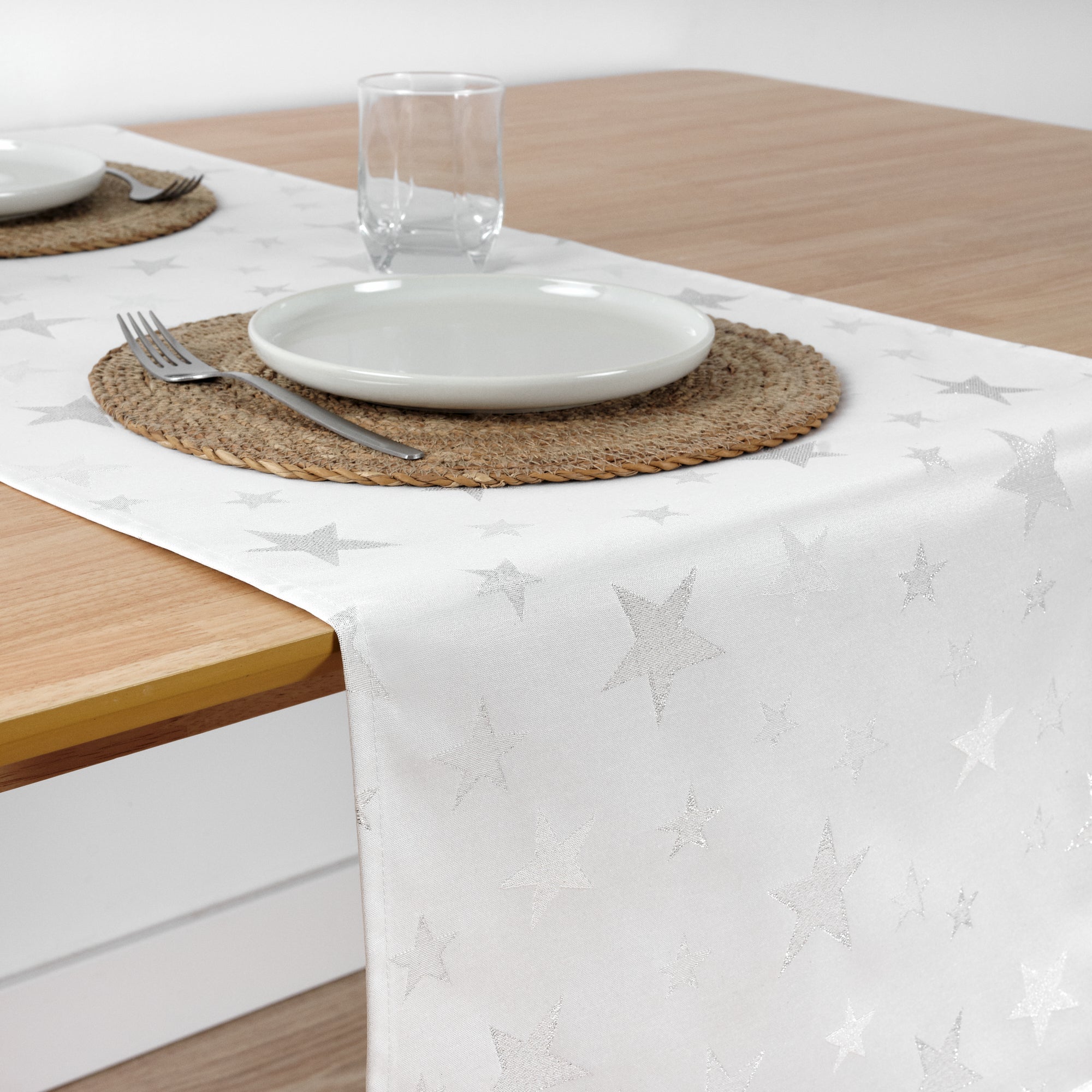 Chemin de table jacquard fil argent PSC4736A 45x140 cm
