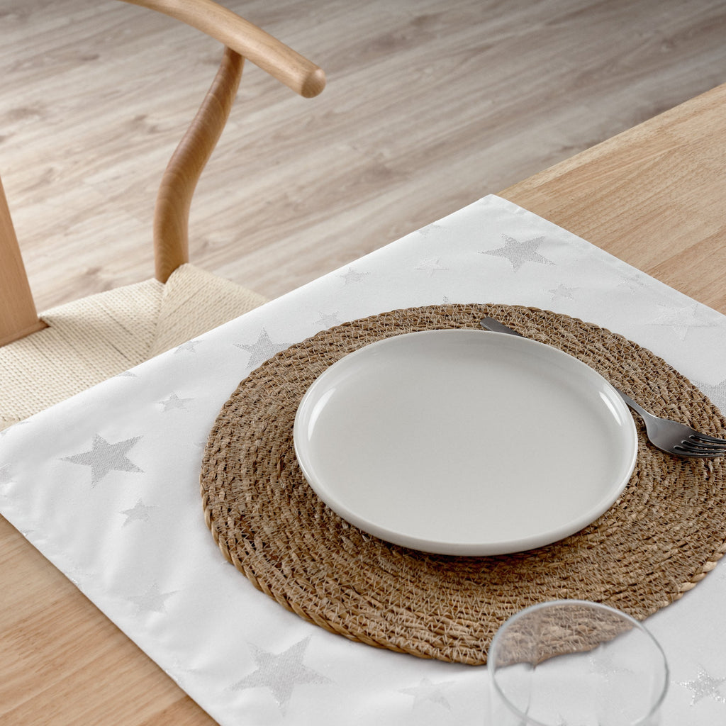 Chemin de table jacquard fil argent PSC4736A 45x140 cm