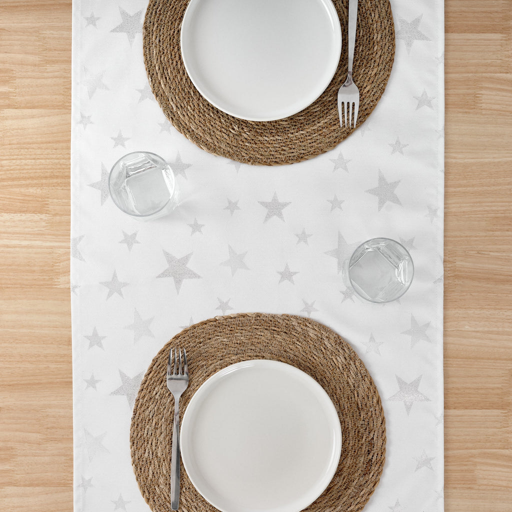 Chemin de table jacquard fil argent PSC4736A 45x140 cm