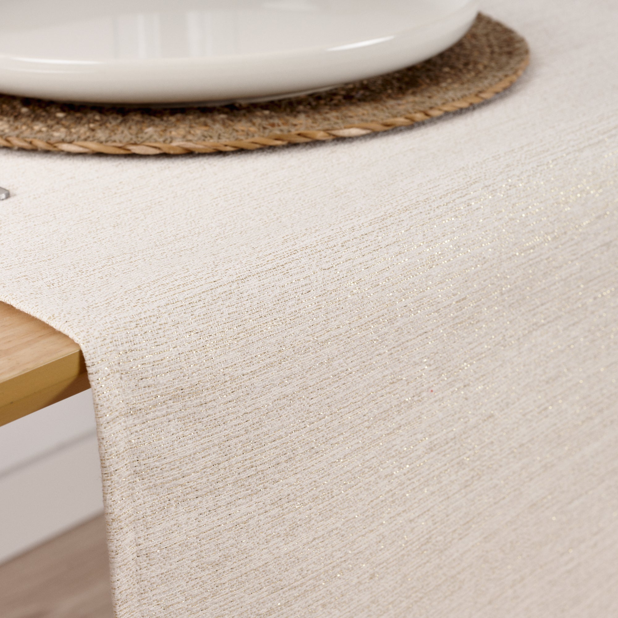 Chemin de table jacquard fil doré R17948 45x140 cm