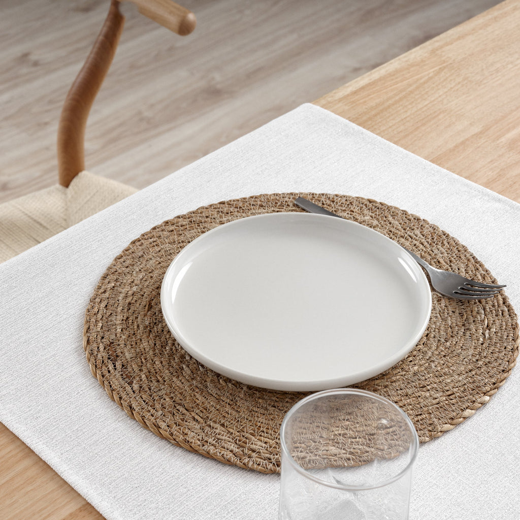 Chemin de table jacquard fil argent R17948 45x140 cm