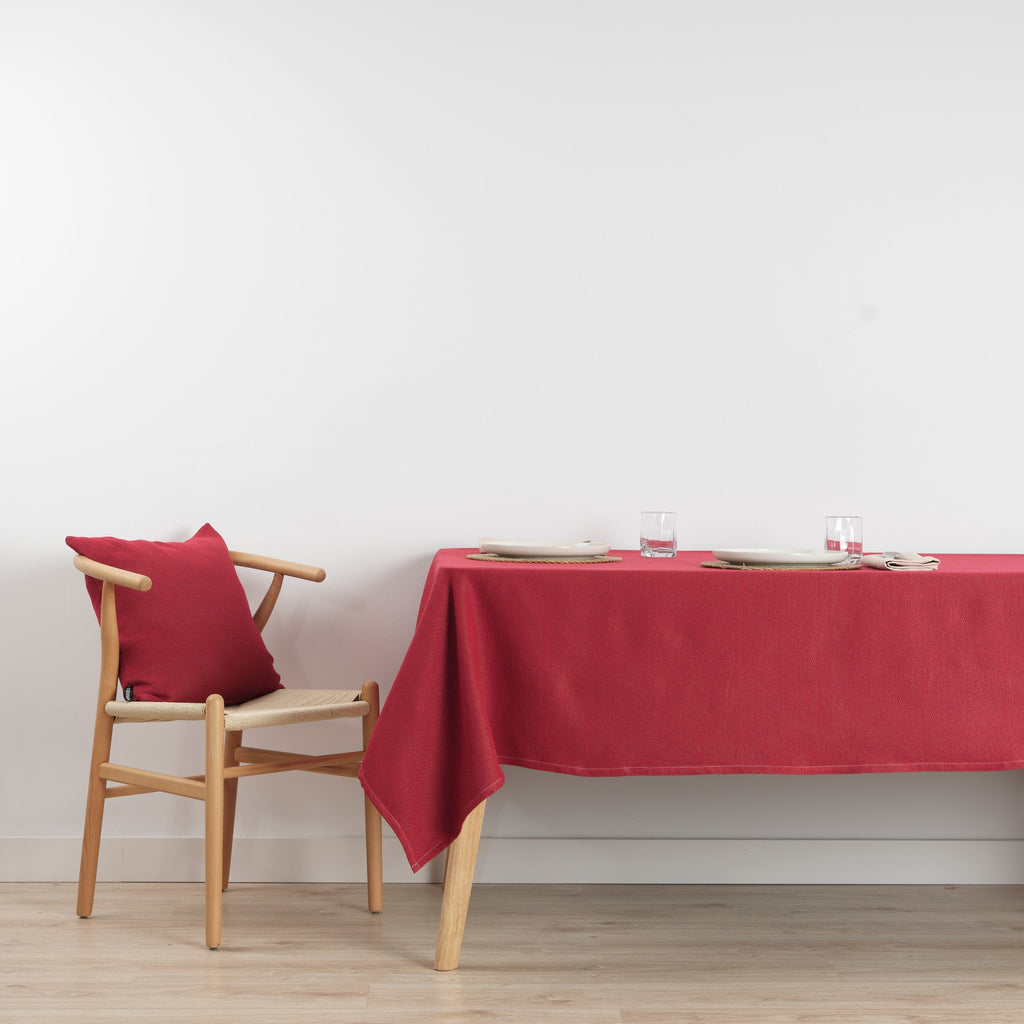Nappe antitache premium jacquard lisse rouge