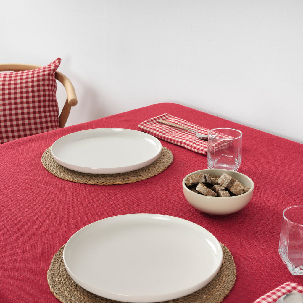 Nappe antitache premium jacquard lisse rouge