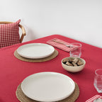 Nappe antitache premium jacquard lisse rouge