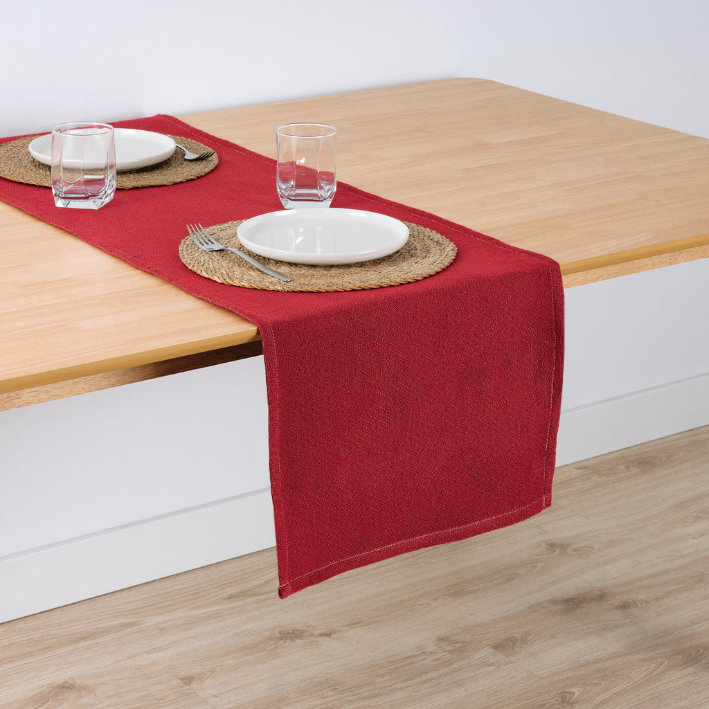 Plain Jacquard Table Runner Red 45x140 cm
