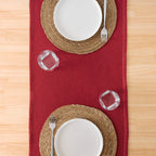 Plain Jacquard Table Runner Red 45x140 cm
