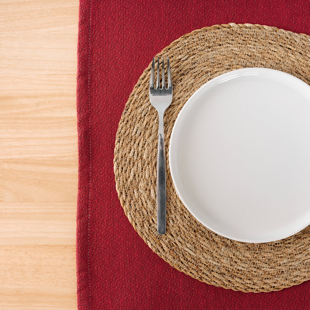 Plain Jacquard Table Runner Red 45x140 cm