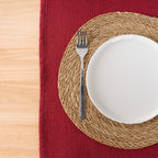 Plain Jacquard Table Runner Red 45x140 cm