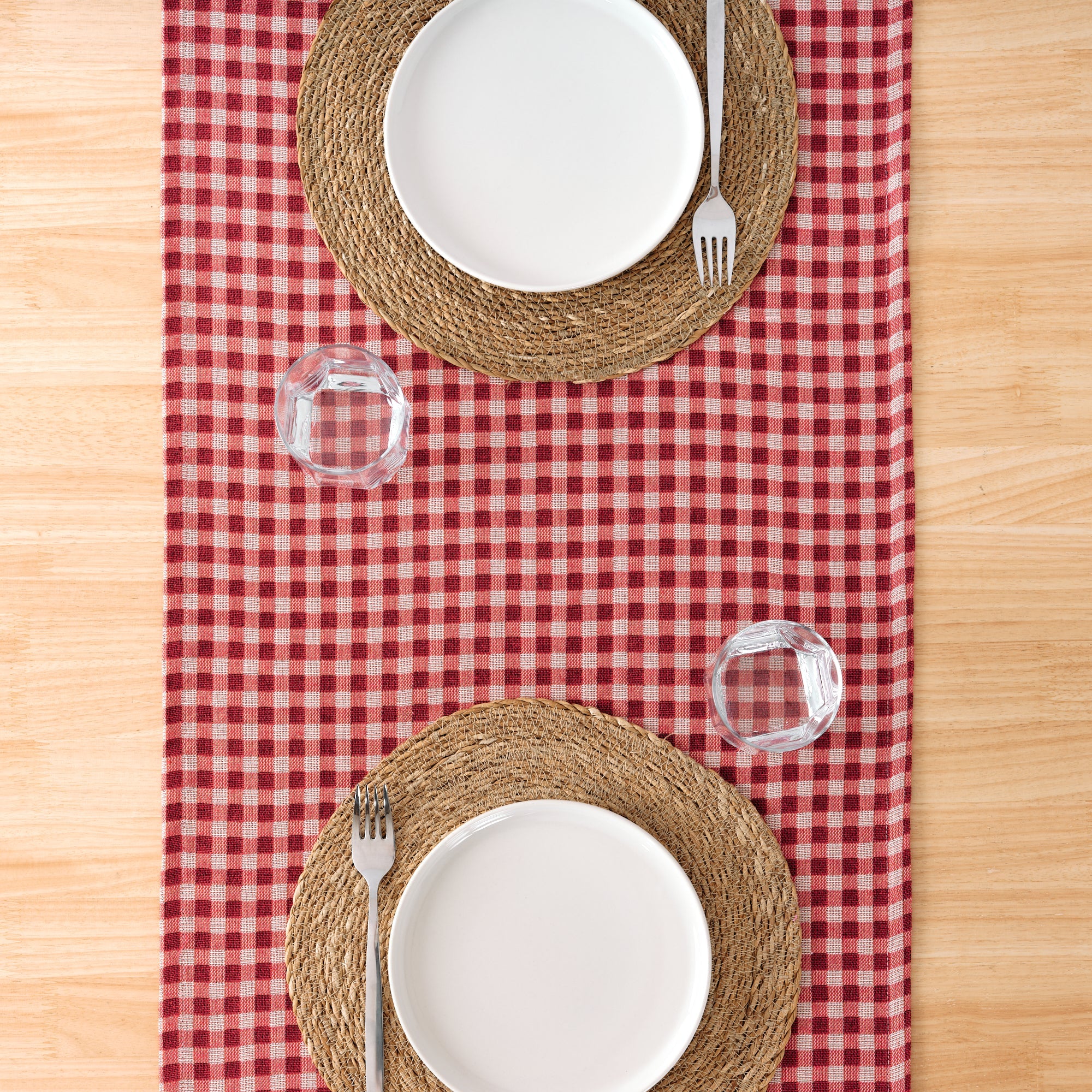 Chemin de table jacquard Vichy 45x140 cm