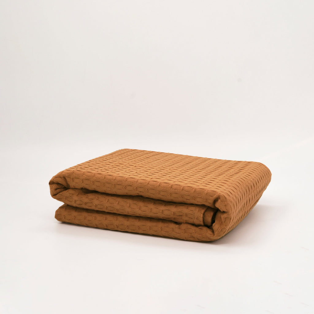 Plaid Waffle 100% cotton Burnt Orange 130x170 cm