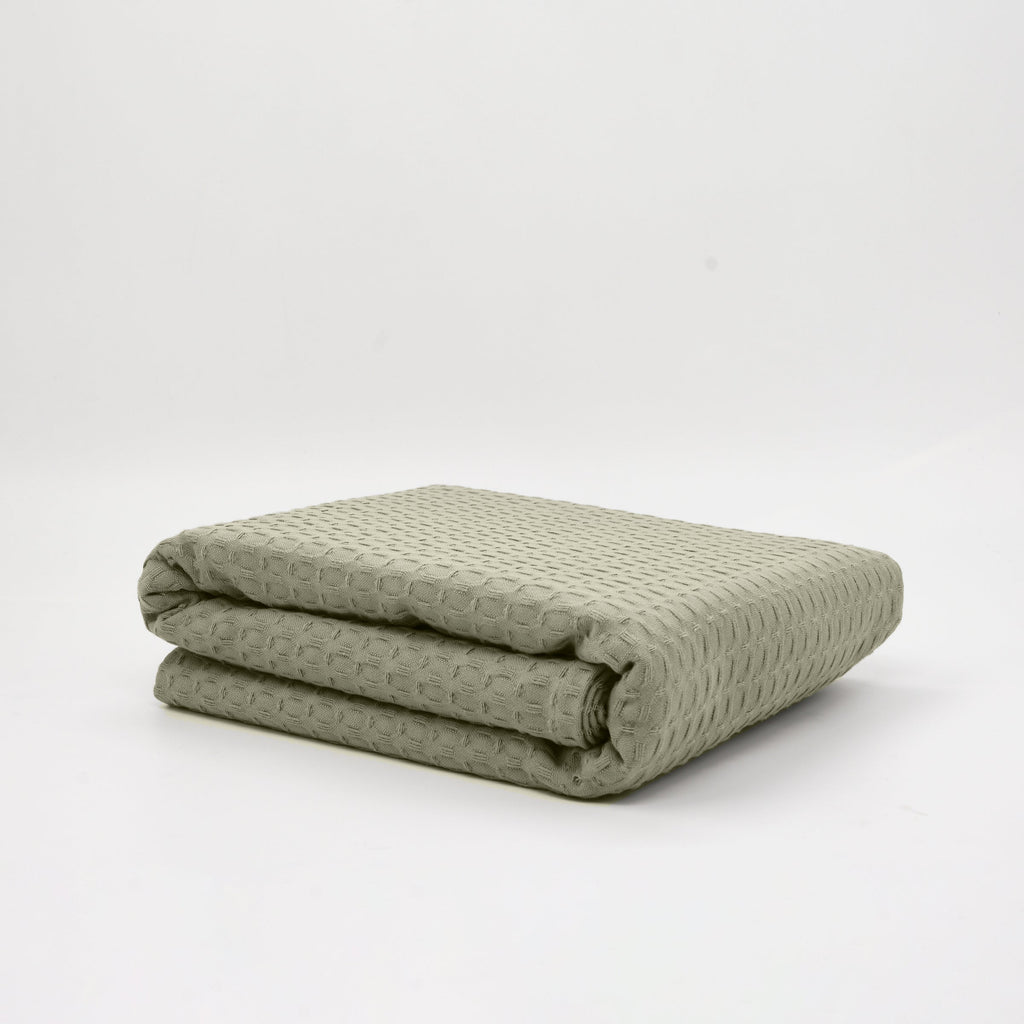 100% cotton Waffle Plaid Desert Sage 130x170 cm