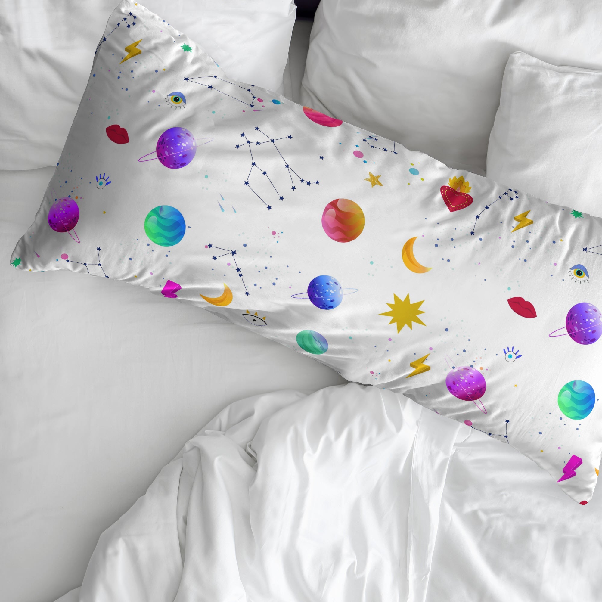 Taie d'oreiller 100% coton Cosmos Blanc