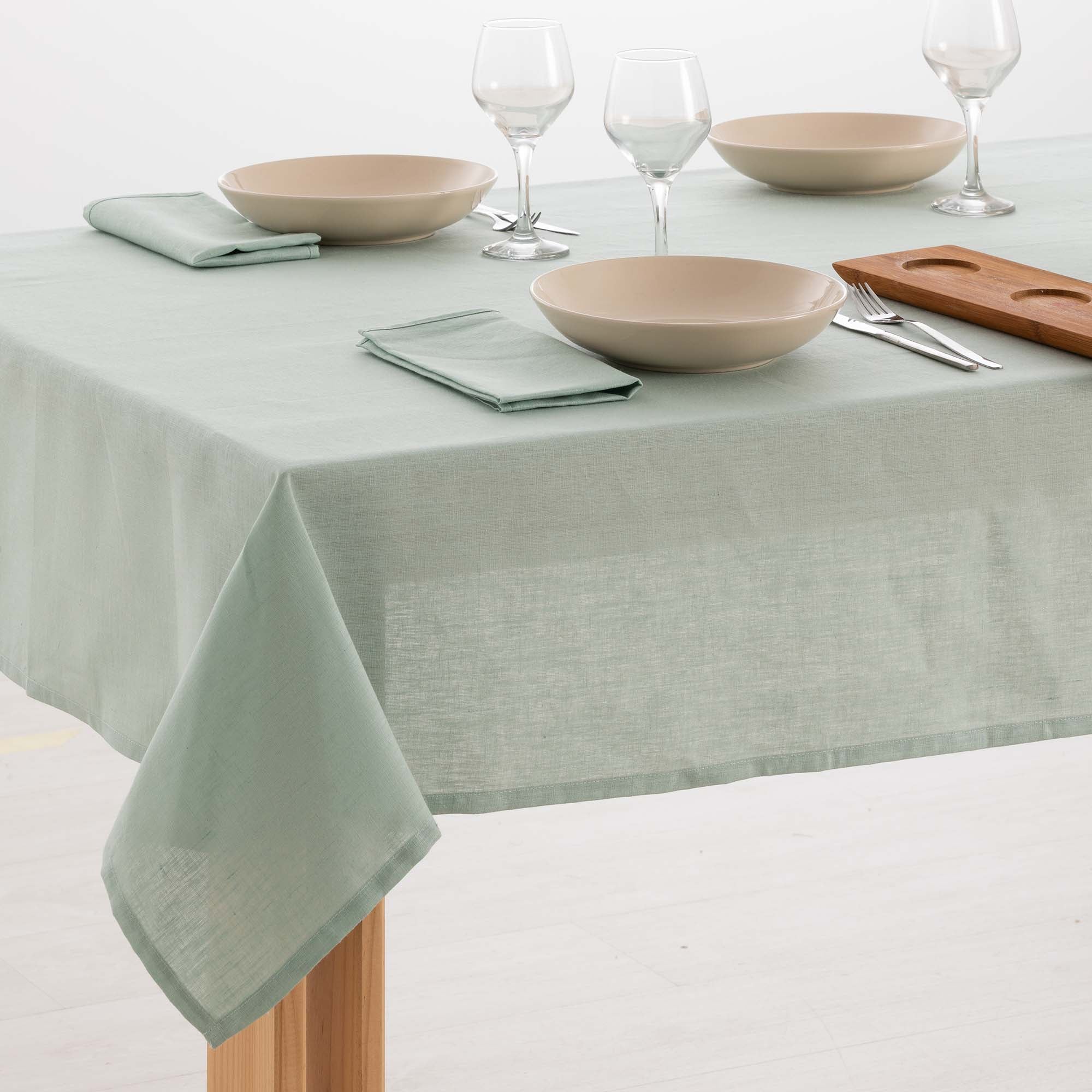 Water-repellent stain-resistant tablecloth 100% Aqua Linen