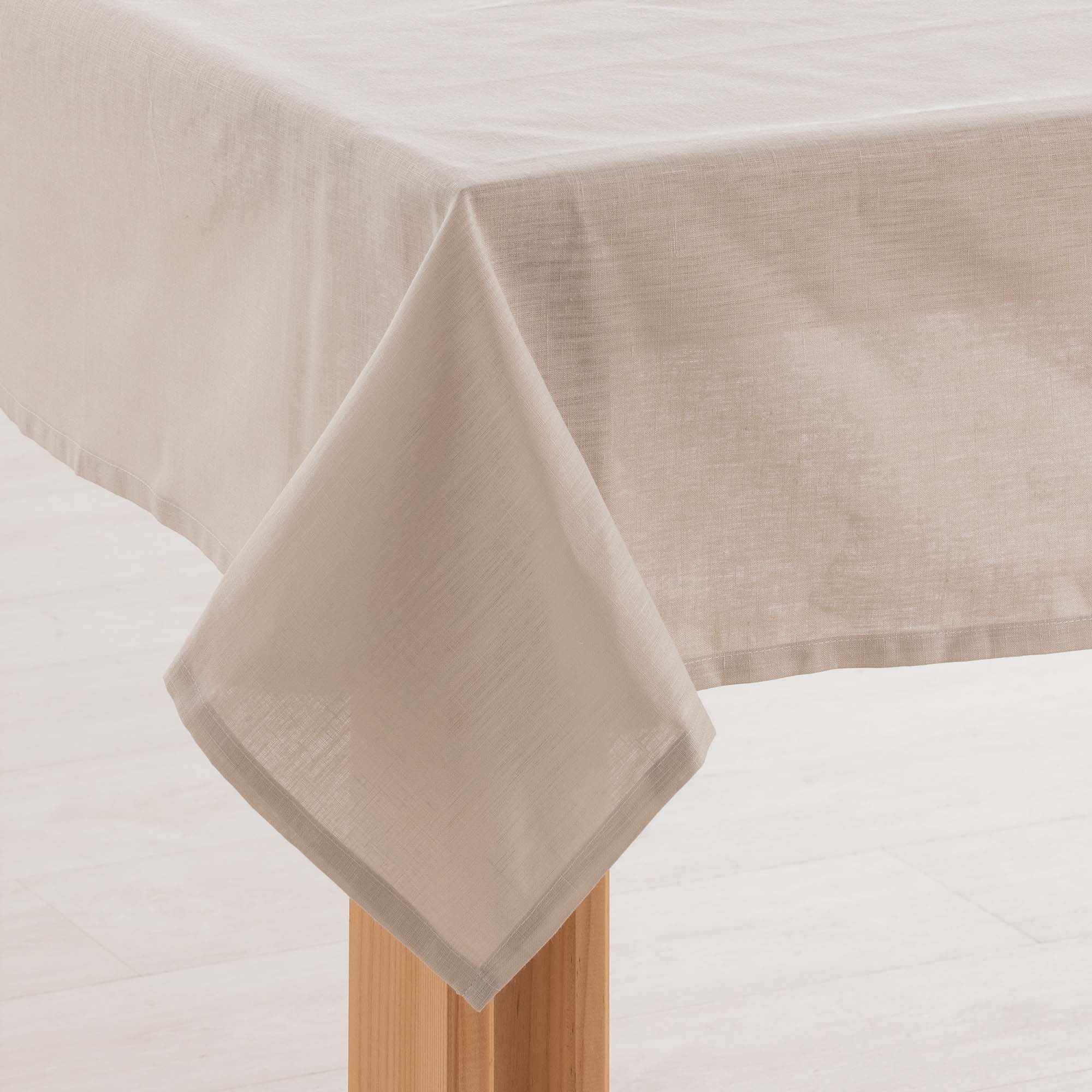 Water-repellent stain-resistant tablecloth 100% Linen Light Gray