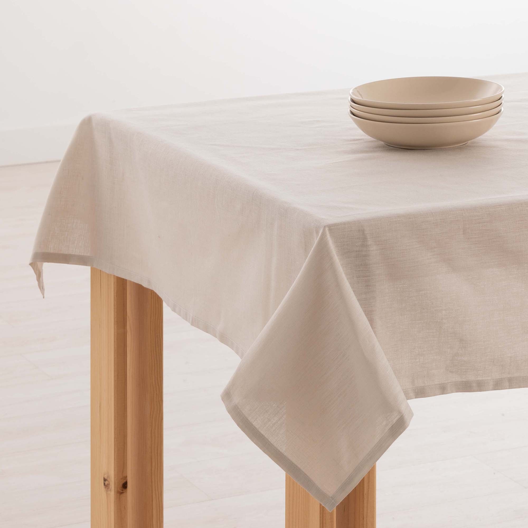 Water-repellent stain-resistant tablecloth 100% Linen Light Gray