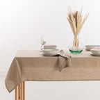 Water-repellent stain-resistant tablecloth 100% Taupe linen