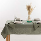 Water-repellent stain-resistant tablecloth 100% Army Green Linen