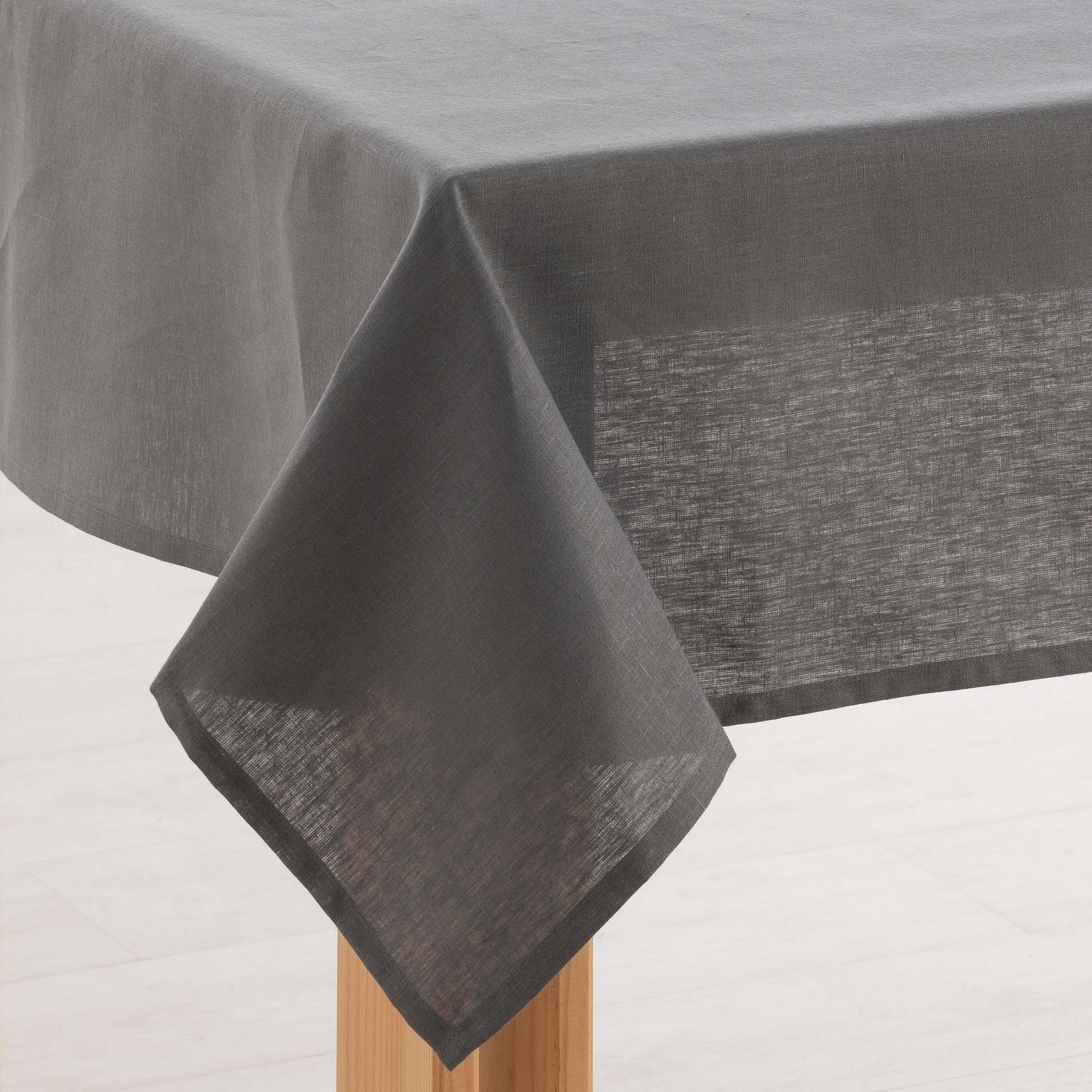 Water-repellent stain-resistant tablecloth 100% linen anthracite
