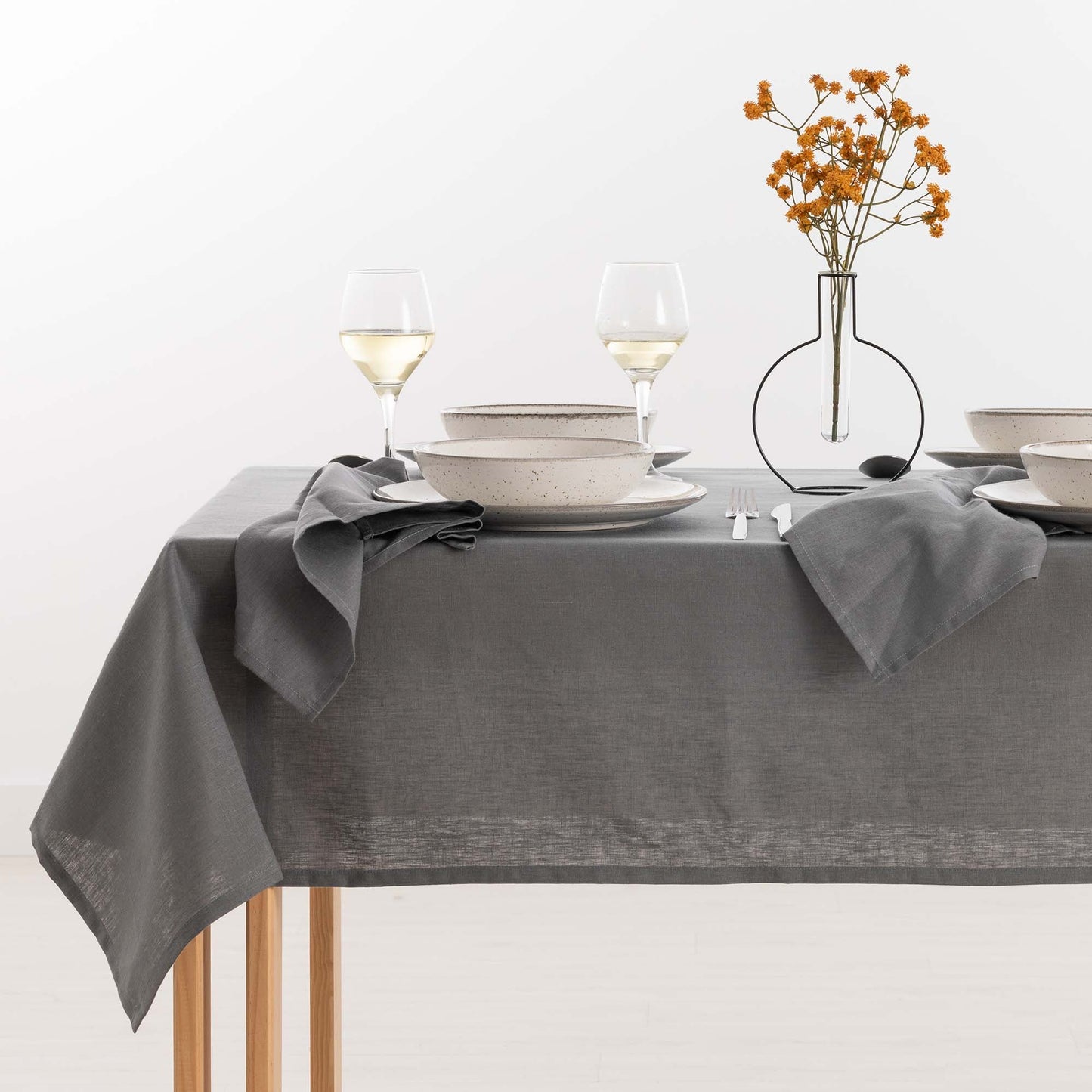 Mantel hidrofugo antimanchas Lino 100% Antracithe