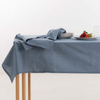 Water-repellent stain-resistant tablecloth 100% Denim Blue Linen