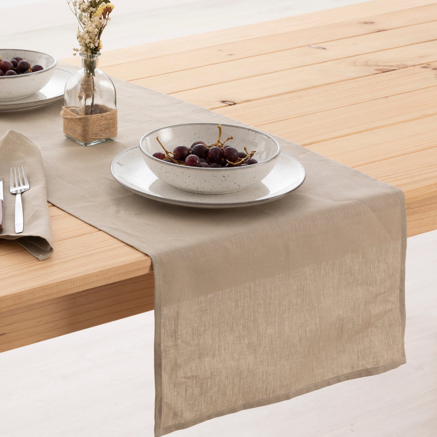 Camino de mesa lino 100% Taupe 45x140 cm